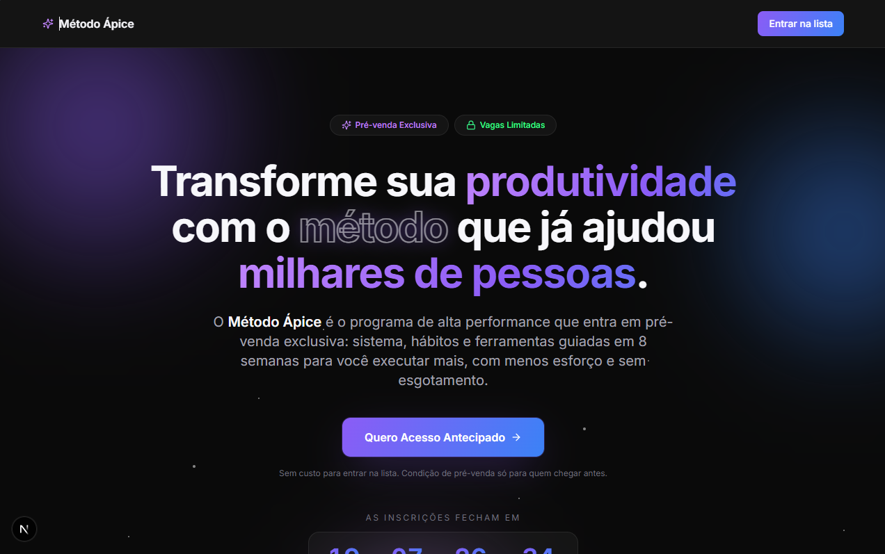 Pré-venda Método Apice