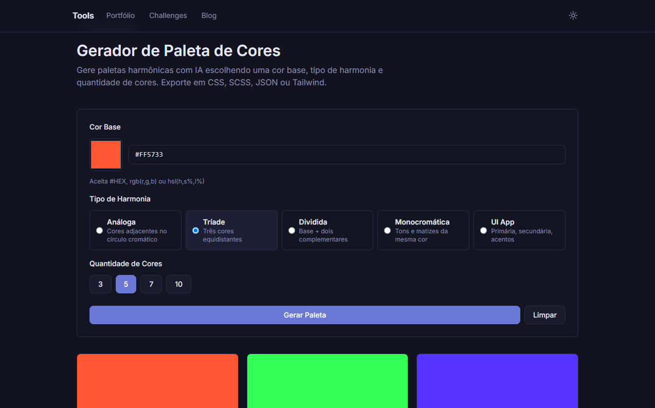 Gerador de Paleta de Cores